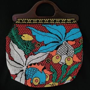 ARTISANAL HANDCRAFTED COLORFUL BEADED TOTE BAG